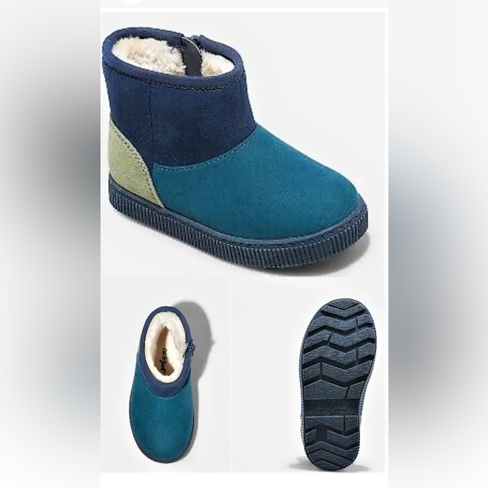 Cat & Jack Navy Blue / Arlo Faux Fur Fall Winter Toddler Ankle Boots Zip Close